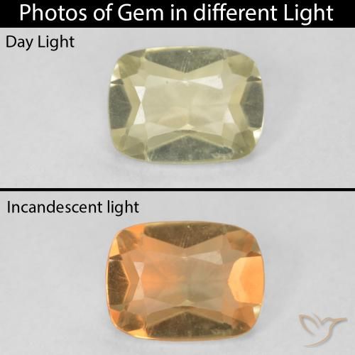 0.76ct Natural Amarillo claro Diásporo con Cambio de Color, Forma Cojín, VVS