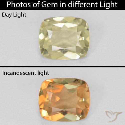 0.89ct Natural Amarillo claro Diásporo con Cambio de Color, Forma Cojín, VVS