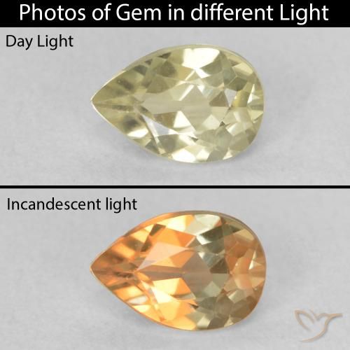0.50ct Natural Amarillo claro Diásporo con Cambio de Color, En forma de pera, VVS-VS