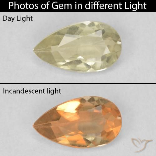 0.54ct Natural Amarillo claro Diásporo con Cambio de Color, En forma de pera, VVS-VS