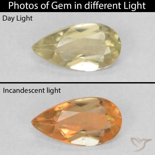 0.55ct Natural Amarillo claro Diásporo con Cambio de Color, En forma de pera, VVS-VS