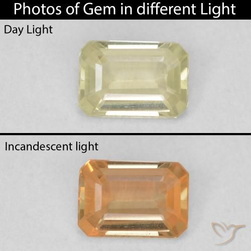 0.55ct Natural Amarillo claro Diásporo con Cambio de Color, corte esmeralda, VVS-VS