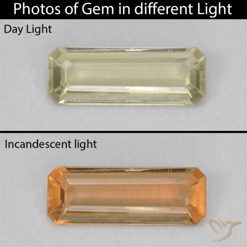 1.14ct Natural Verde amarillo Diásporo con Cambio de Color, corte esmeralda, VVS-VS