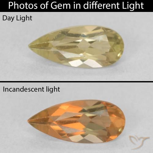 0.80ct Natural Amarillo claro Diásporo con Cambio de Color, En forma de pera, VVS-VS