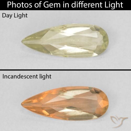 1.08ct Natural Amarillo claro Diásporo con Cambio de Color, En forma de pera, VS
