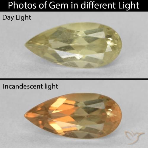 0.99ct Natural Amarillo claro Diásporo con Cambio de Color, En forma de pera, VS