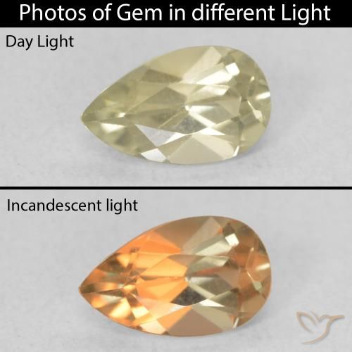 0.49ct Natural Amarillo suave Diásporo con Cambio de Color, En forma de pera, VVS