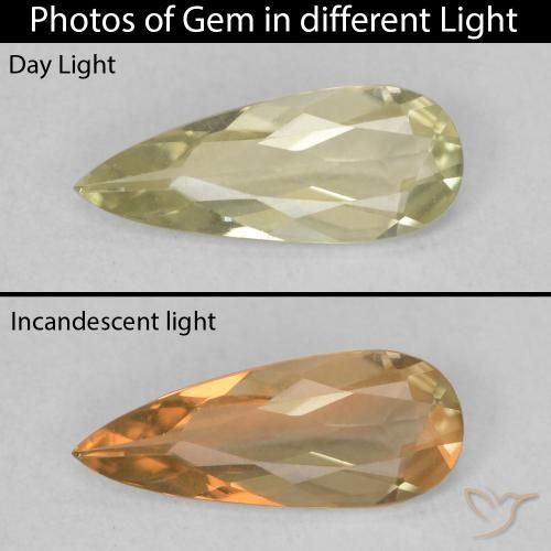 0.61ct Natural Amarillo claro Diásporo con Cambio de Color, En forma de pera, VVS