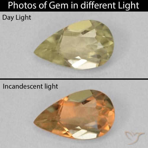 0.75ct Natural Amarillo medio Diásporo con Cambio de Color, En forma de pera, VVS
