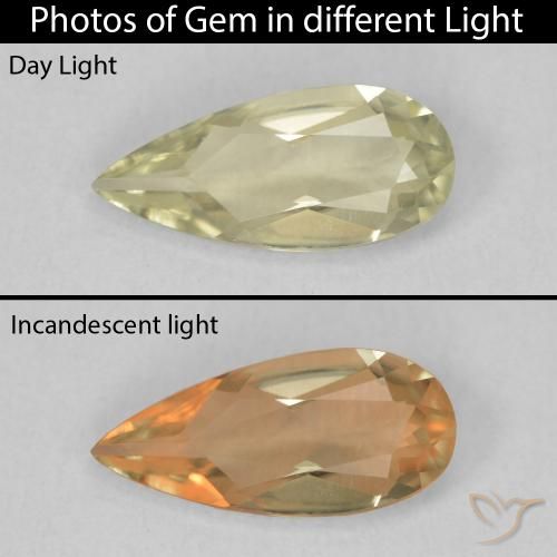 0.91ct Natural Amarillo medio Diásporo con Cambio de Color, En forma de pera, VVS
