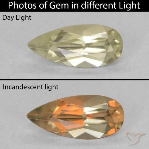 0.74ct Natural Amarillo claro Diásporo con Cambio de Color, En forma de pera, VVS