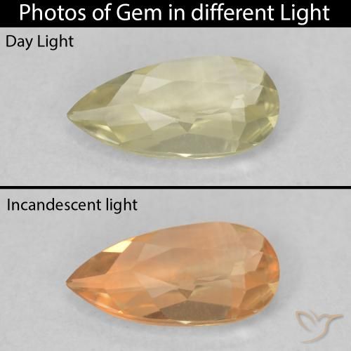 0.46ct Natural Amarillo claro Diásporo con Cambio de Color, En forma de pera, VVS
