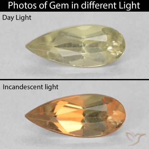 0.66ct Natural Amarillo suave Diásporo con Cambio de Color, En forma de pera, VVS