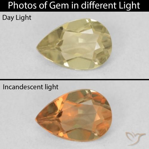 0.61ct Natural Amarillo claro Diásporo con Cambio de Color, En forma de pera, VVS