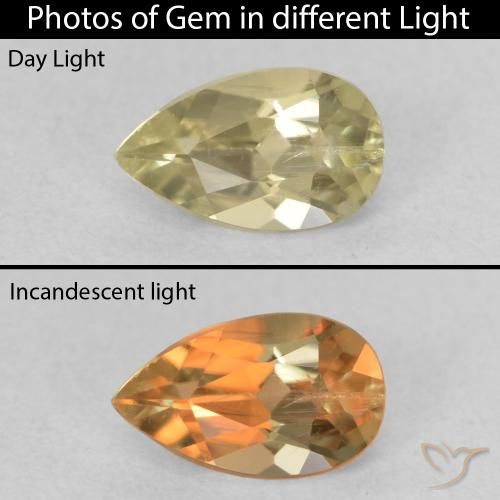 0.64ct Natural Amarillo claro Diásporo con Cambio de Color, En forma de pera, VS-SI