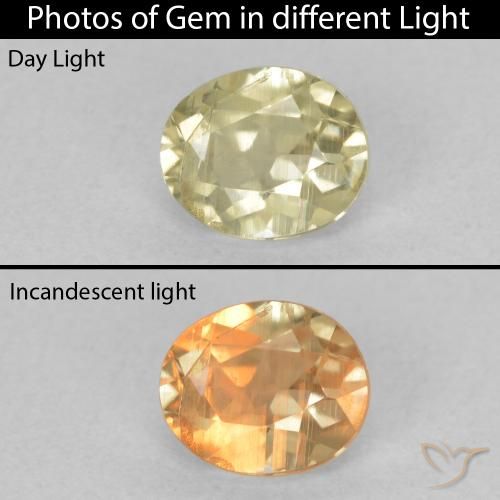 0.76ct Natural Amarillo claro Diásporo con Cambio de Color, Ovalada, VS-SI