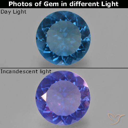 9.65ct Natural Azul egipcio Fluorita que cambia de color, Redondo, VS