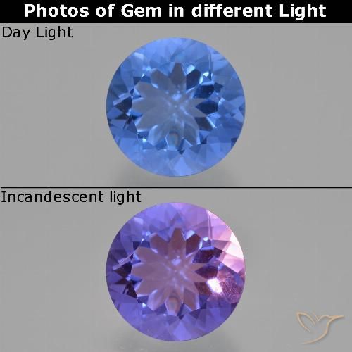 13.97ct Natural Azul marino Fluorita que cambia de color, Redondo, VS