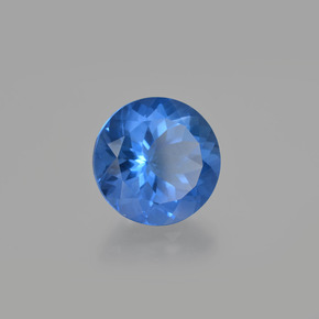 Fluorita con cambio de color azul marino intenso natural de 15,29 ct, corte redondo, VS