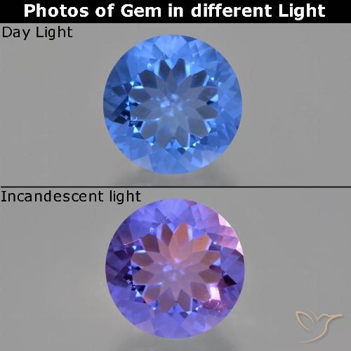 13.91ct Natural Azul marino Fluorita que cambia de color, Redondo, VS