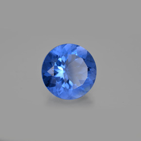 Fluorita con cambio de color azul oscuro natural de 13,98 ct, corte redondo, VS