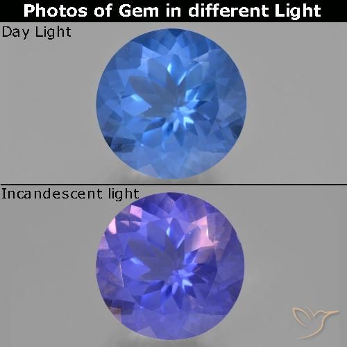 15.10ct Natural Azul claro Fluorita que cambia de color, Redondo, VS