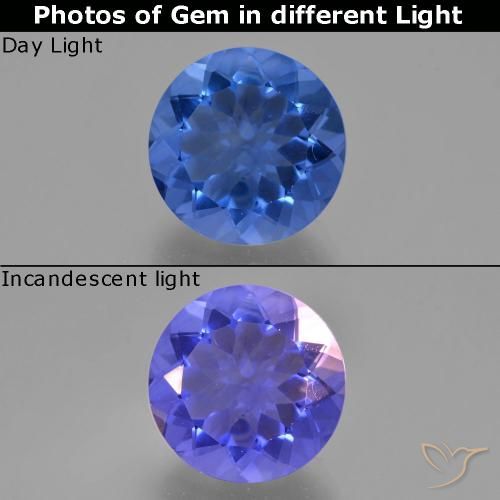 10.90ct Natural Azul marino Fluorita que cambia de color, Redondo, VS