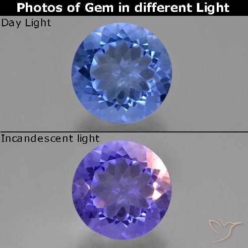 11.13ct Natural Azul marino intenso Fluorita que cambia de color, Redondo, VS