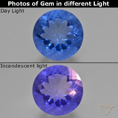 13.60ct Natural Azul oscuro Fluorita que cambia de color, Redondo, VS