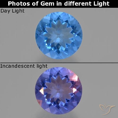 13.41ct Natural Azul egipcio Fluorita que cambia de color, Redondo, VS