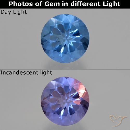 11.28ct Natural Azul egipcio Fluorita que cambia de color, Redondo, VS