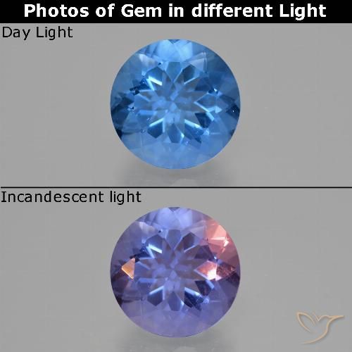10.94ct Natural Azul medio Fluorita que cambia de color, Redondo, VS