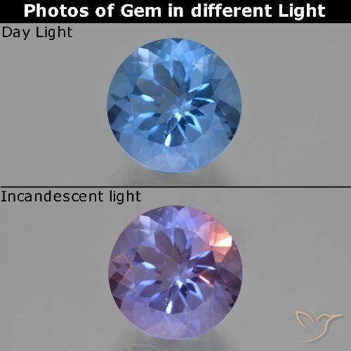 11.45ct Natural Azul claro Fluorita que cambia de color, Redondo, VS
