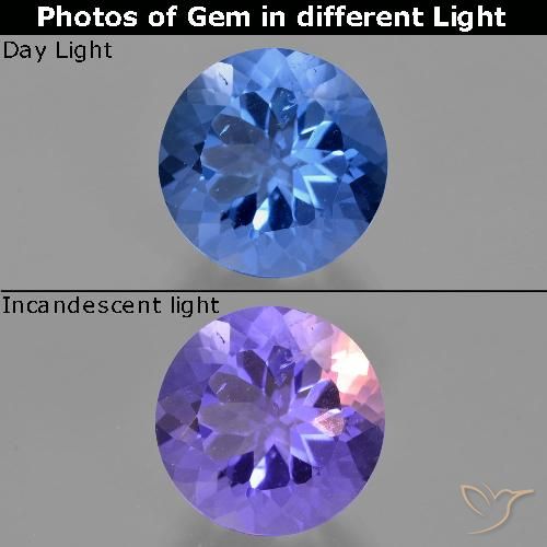 11.44ct Natural Azul egipcio Fluorita que cambia de color, Redondo, VS