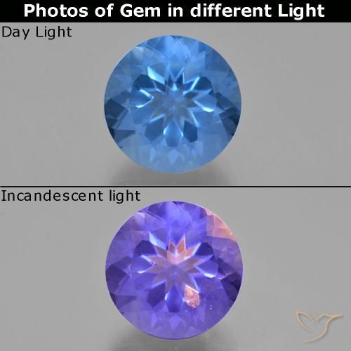 11.82ct Natural Azul egipcio Fluorita que cambia de color, Redondo, VS