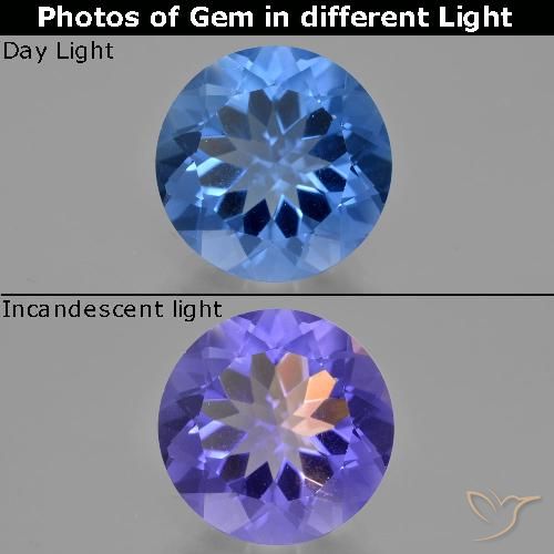 14.12ct Natural Azul marino intenso Fluorita que cambia de color, Redondo, VS