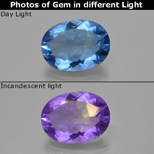Fluorita con cambio de color azul natural de 18,62 ct, corte óvalo, VS