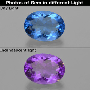 Fluorita con cambio de color azul natural de 19,78 ct, corte óvalo, VS