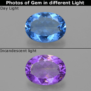 Fluorita con cambio de color azul natural de 19,07 ct, corte óvalo, VS