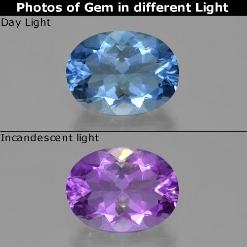 Fluorita con cambio de color azul oscuro natural de 20,16 ct, corte óvalo, VS