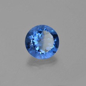 Fluorita con cambio de color azul oscuro natural de 12,60 ct, corte redondo, VS