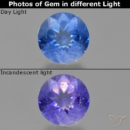 11.73ct Natural Azul claro Fluorita que cambia de color, Redondo, VS