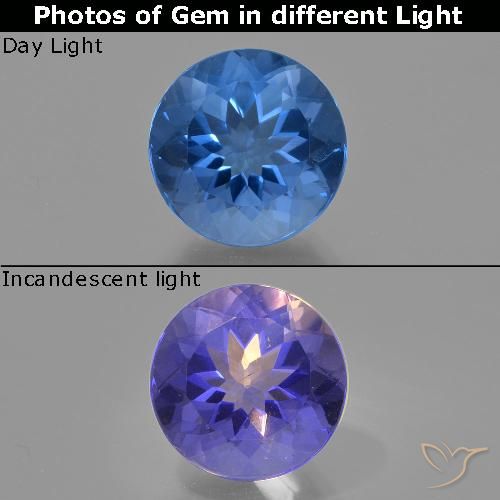 11.83ct Natural Azul oscuro Fluorita que cambia de color, Redondo, VS