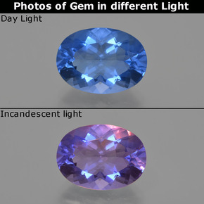 Fluorita que cambia de color Azul violeta natural de 8.60 ct, Corte Óvalo, VS
