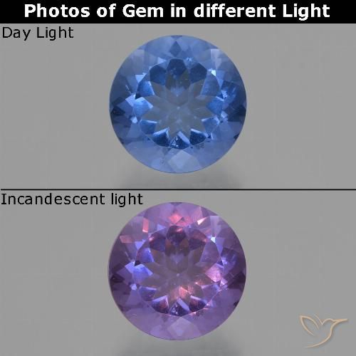 11.33ct Natural Azul oscuro Fluorita que cambia de color, Redondo, VS