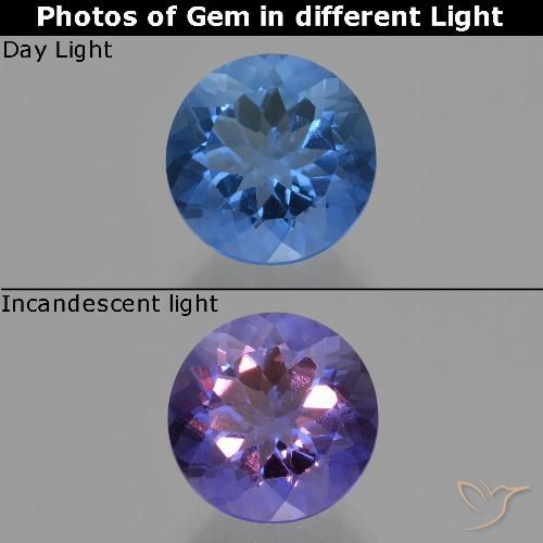 11.55ct Natural Azul marino Fluorita que cambia de color, Redondo, VS