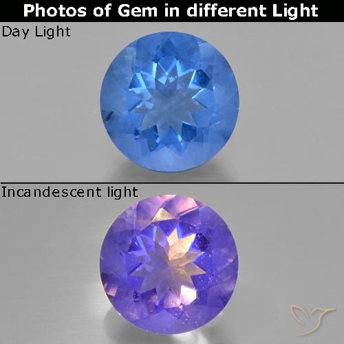 13.99ct Natural Azul egipcio Fluorita que cambia de color, Redondo, VS
