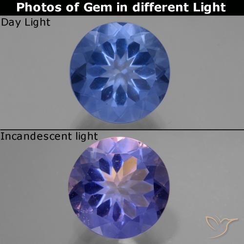 11.27ct Natural Azul marino Fluorita que cambia de color, Redondo, VS