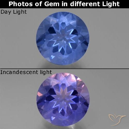 10.91ct Natural Azul marino intenso Fluorita que cambia de color, Redondo, VS-SI