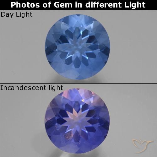 11.78ct Natural Azul oscuro Fluorita que cambia de color, Redondo, VS